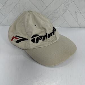 TaylorMade Golf Light Tan Adjustable StrapBack Structured Cap Hat R7 Burner